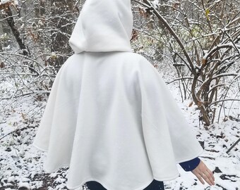 OriGoods Women Summer Cloak Cape 2023 White Black Hooded Cape Coat