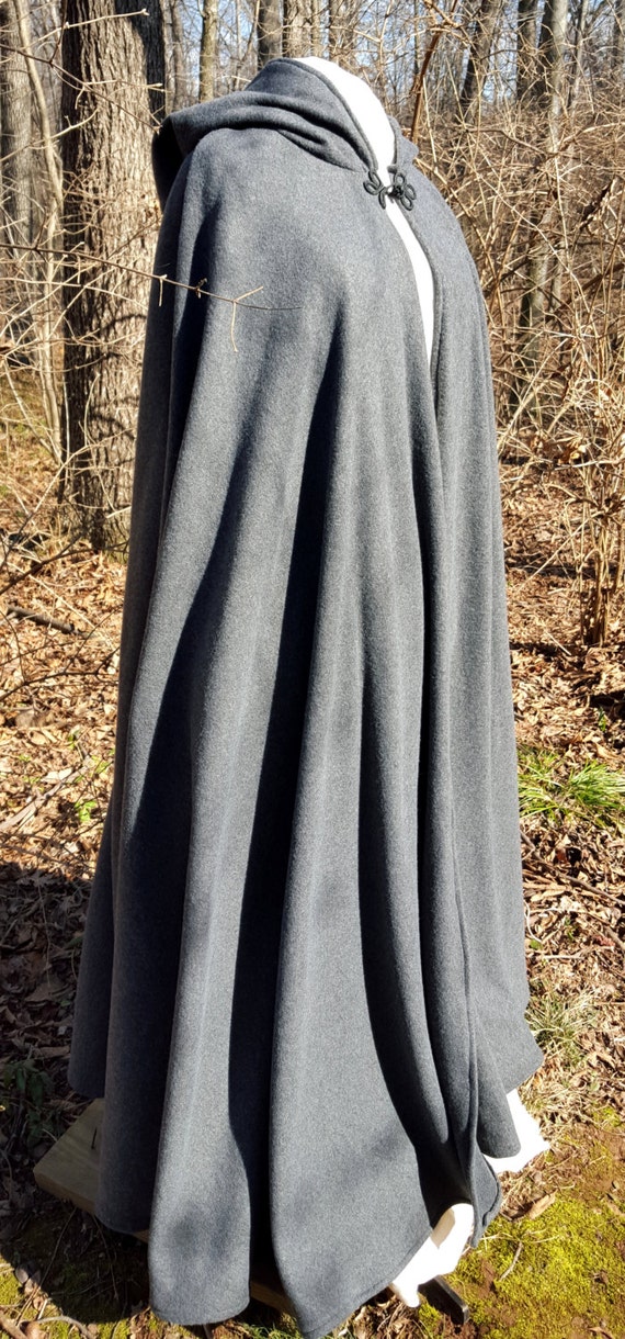 Dark Grey Long Cloak, Full Circle Fleece Medieval 