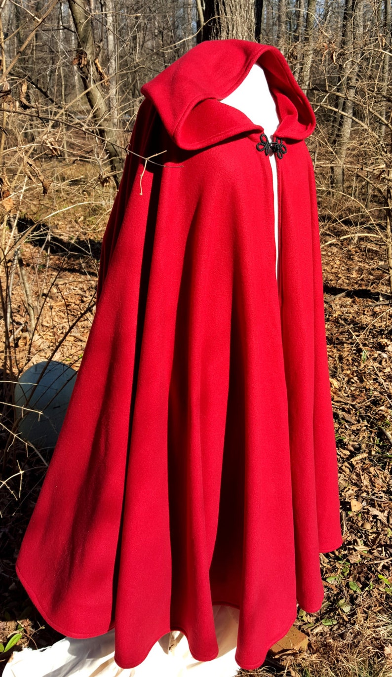 Red Long Cloak Cozy Winter Cloak Full Circle Fleece Etsy