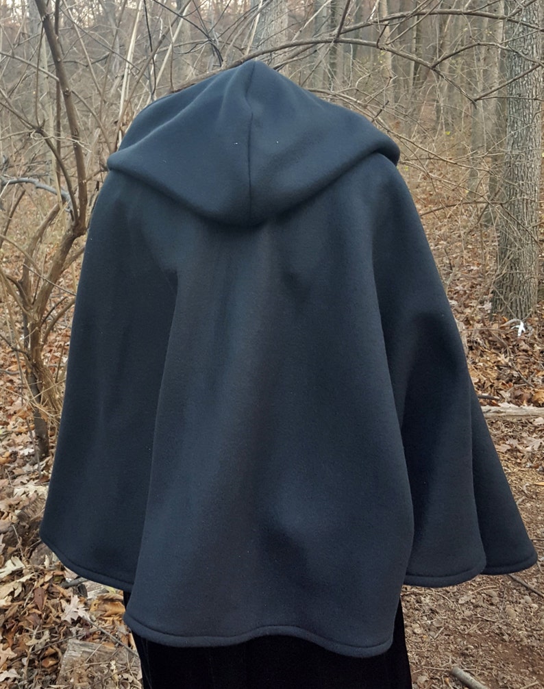 Short Fleece Cloak Black Full Circle Cloak Cape with Hood | Etsy