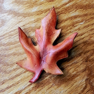 Leather Leaf Barrette, Fall Pointed Maple Leaf Large Hair Barrette, Leather Hair Accessory