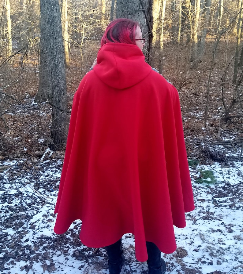 Red Long Cloak Cozy Winter Cloak Full Circle Fleece Etsy