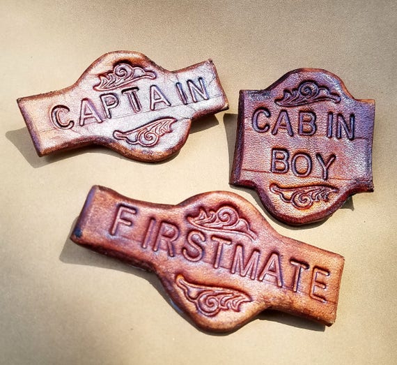 Pirate Pin Captain Pin Firstmate Pin Leather Word Pin