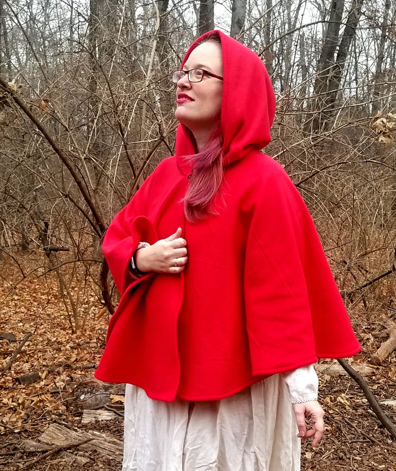 Short Fleece Cloak Red Full Circle Cloak Cape with hood Etsy
