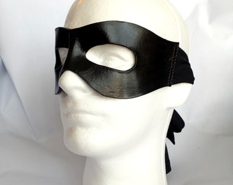 Black Molded Leather Mask with Cloth Tie, The Ranger, TV / Superhero / Pirate / Ninja Costume