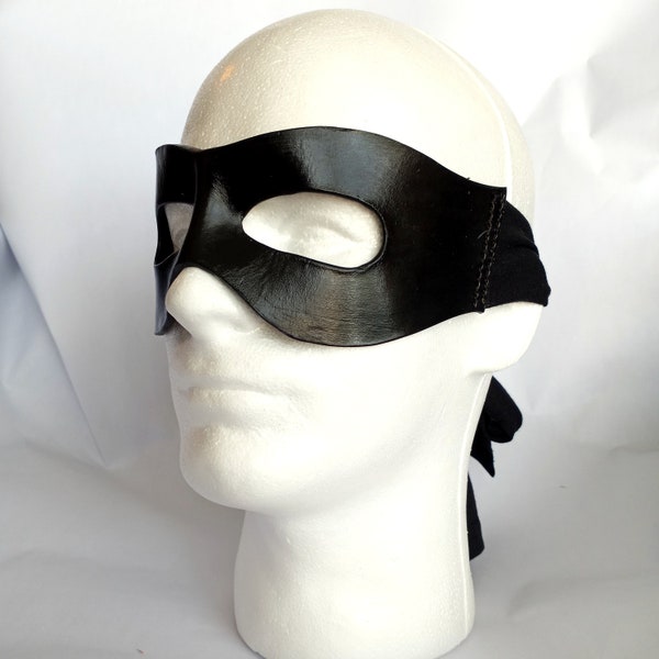 Black Molded Leather Mask with Cloth Tie, The Ranger, TV / Superhero / Pirate / Ninja Costume