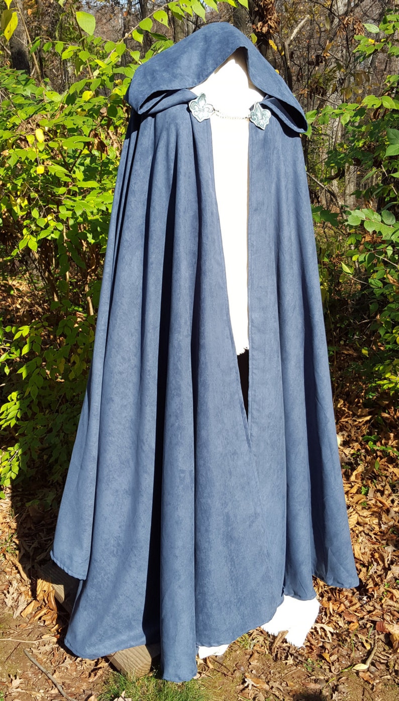Navy Blue Long Cloak Full Circle Microsuede Medieval | Etsy