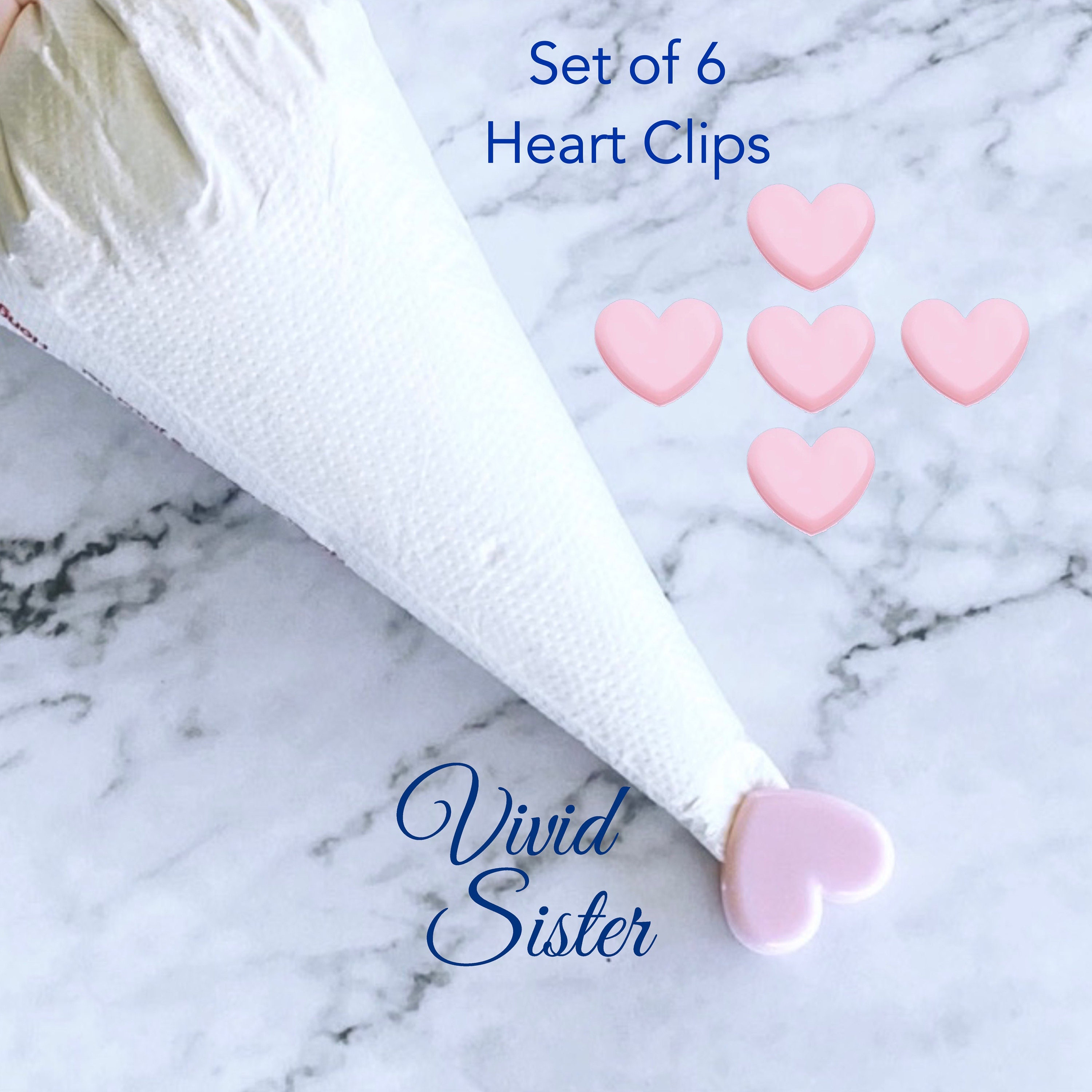 Pink Heart Piping Bag Tip Clips Set of 6 Etsy