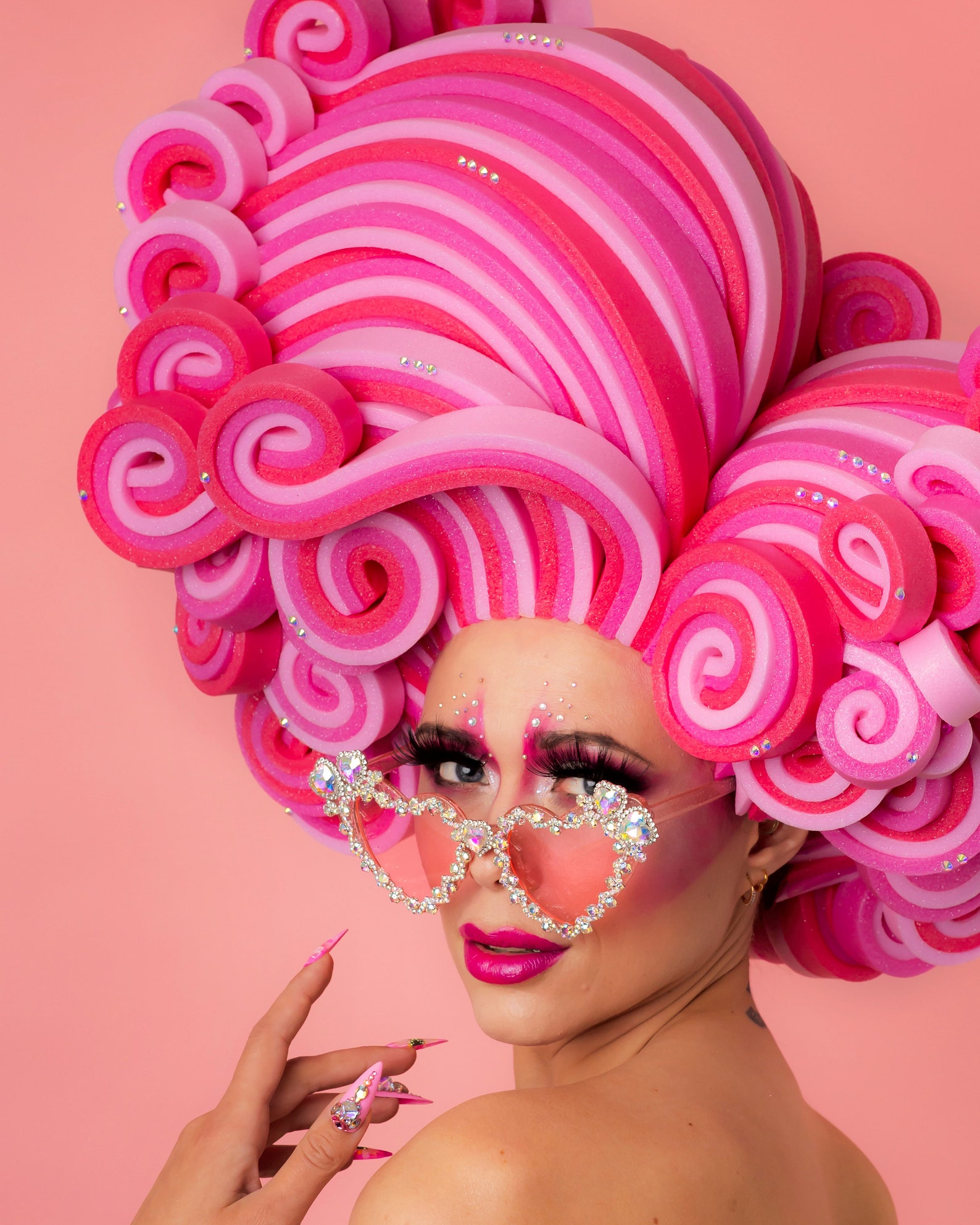 Crystal foam wig pink Etsy