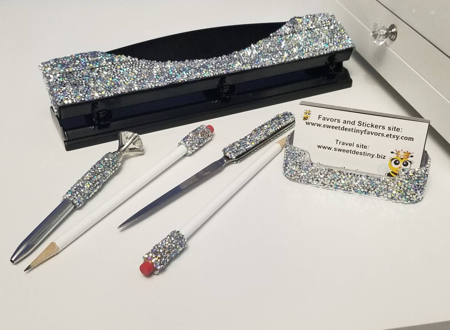 Crystal Bling Business Card Holder With FREE SHIPPING in a Etsy