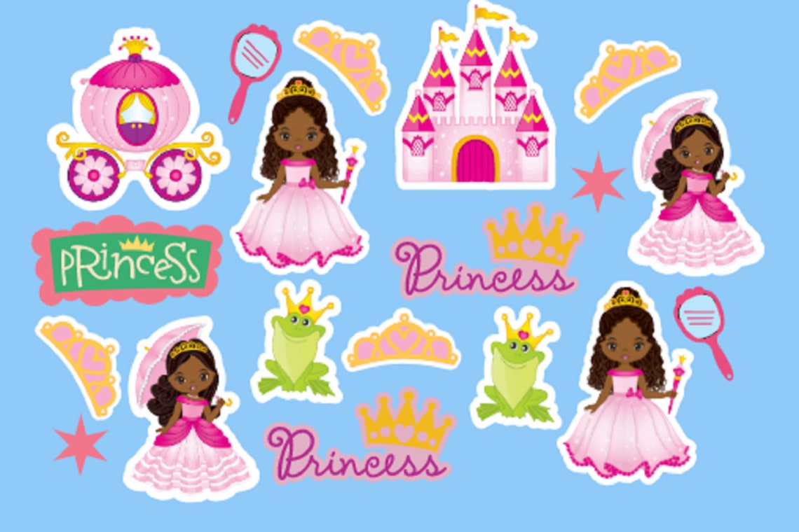 African American Princess W/ Accessories Stickers for Planners - Etsy