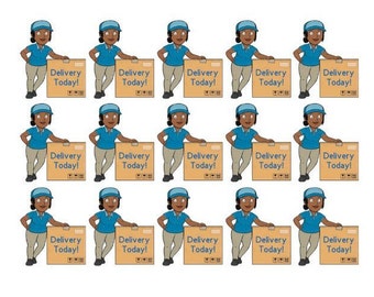 15 Mail Package Delivery Female Black African American stickers