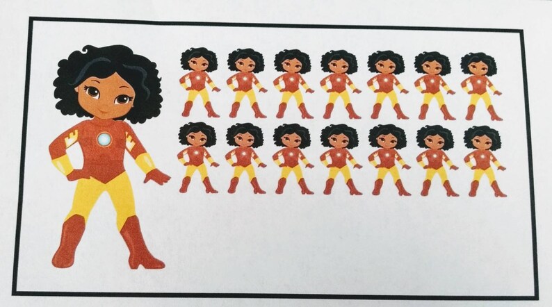 12 African American Supergirl Superhero Stickers for planners and scrapbooking