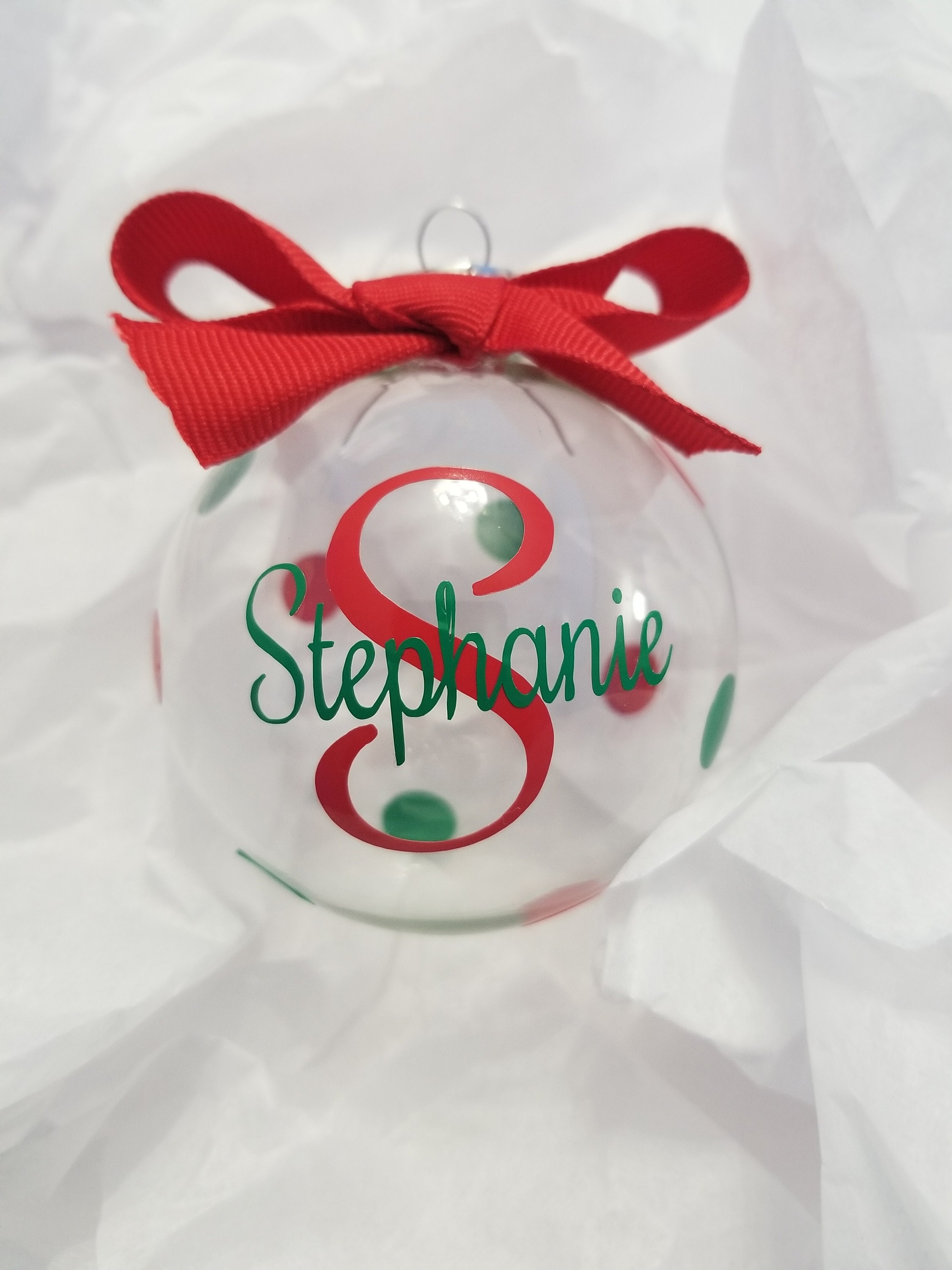 Glass Personalized Monogram Christmas Ornament With FREE - Etsy