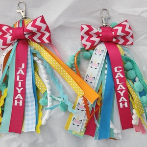 Ribbon Zipper Pull Name Tags, Cheer Bag Personalized Name Tag, Keychain name tag