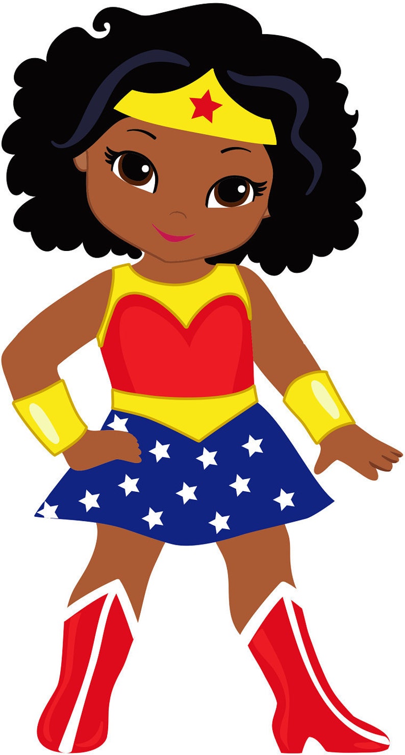 Download 12 Wonder Woman African American Female Stickers or for | Etsy