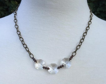 Vintage Assemblage Necklace with Chandelier Crystals