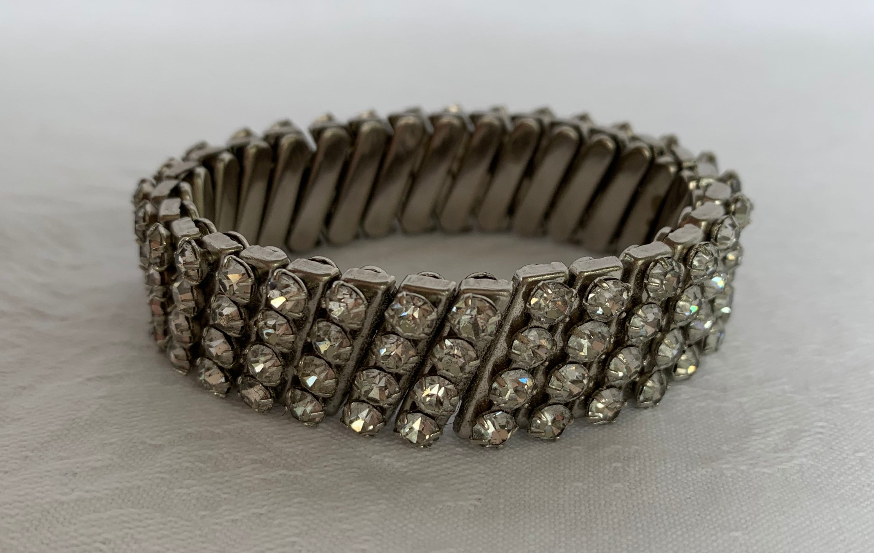 Vintage Rhinestone Four Row Clear Rhinestone Expansion
