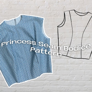 Princess Seam Bodice pdf Pattern, Instant Download, PDF sewing pattern in 7 sizes