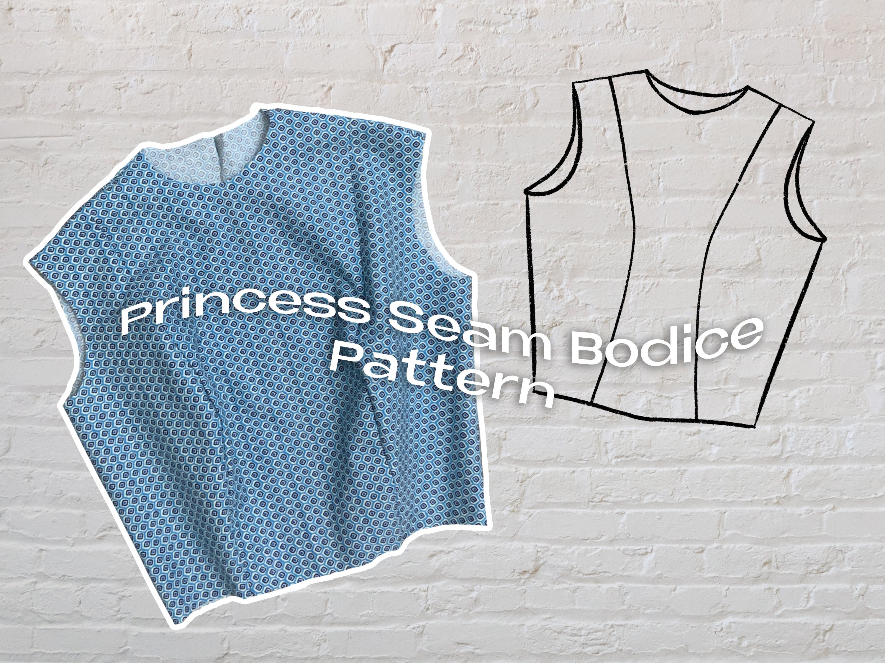 Princess Seam Bodice Pdf Pattern, Instant Download, PDF Sewing Pattern in 7  Sizes 