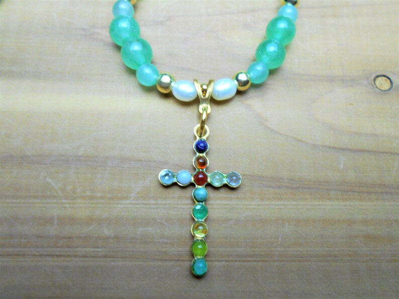 New Jerusalem 19 Necklace Handmade Gemstone Cross | Etsy