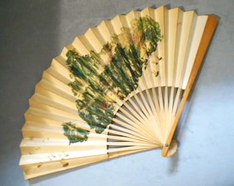 Vintage Hand Paper Fan Made in China with Marks and Sentiment
