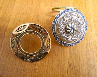 Vintage Scarf Clips, Lieba USA and W Germany Goldtone Swirl clips