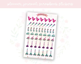 Kawaii Cleaning Decorative Planner, Journaling, Scrapbook Stickers