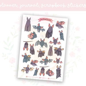 Cute Bats Planner Sticker Sheet | decorative stickers | journal stickers | scrapbooking