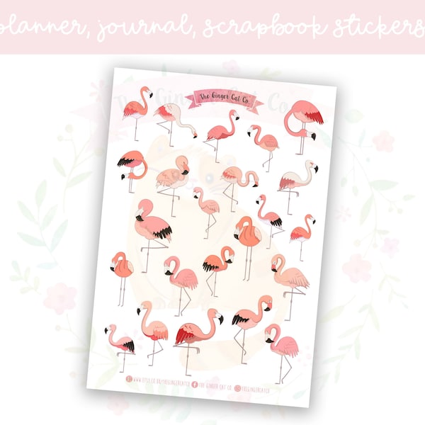 Flamingo Planner Sticker Sheet | dekorative Aufkleber | Zeitschriftenaufkleber | Scrapbooking