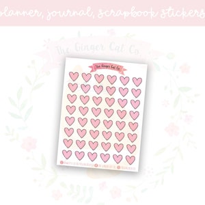 Pink Love Heart Planner Sticker Sheet | decorative stickers | journal stickers | scrapbooking