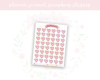 Pink Love Heart Planner Sticker Sheet | decorative stickers | journal stickers | scrapbooking