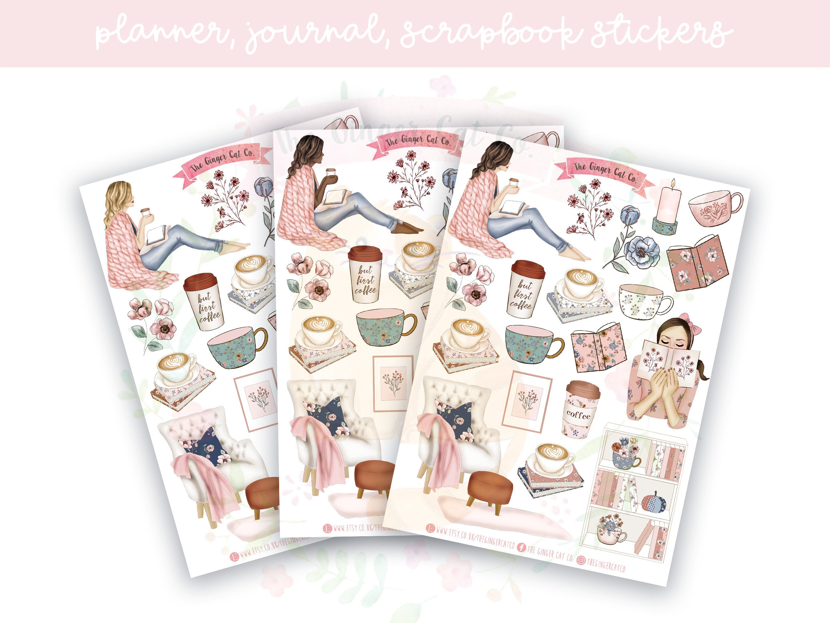 Coffee Sticker Book with Gold Foil Accents Scrapbooking Planner Card Making