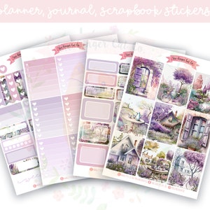 A la carte Lavender Cottage Planner Sticker Kit, Vertical Planner, Journaling, Scrapbook Stickers