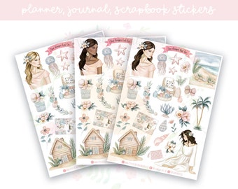 Seaside Planner Sticker Sheet Set 2 | decorative stickers | journal stickers | scrapbooking