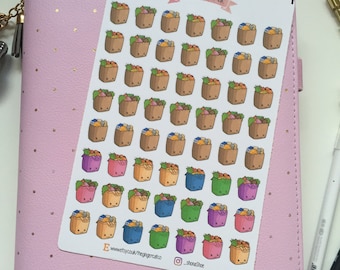 Kawaii Grocery Bag Decorative Planner, Journaling, Scrapbook Stickers