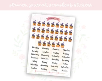 Cat Pumpkin Date Cover Script Planner Stickers
