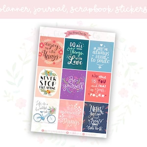 Inspirational Quotes Full Boxes Planner, Journaling, Scrapbook Stickers