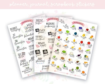 Fruit & Veg Pregnancy Weeks Tracker Bundle, Pregnancy Milestones, Baby Checklist Planner, Journaling, Scrapbook Stickers