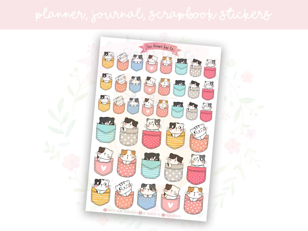 Pocket Cats Planner Sticker Sheet | Decorative Stickers | Journal ...