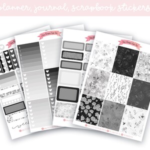 A la carte Mono Fleurs Planner Sticker Kit, Vertical Planner, Journaling, Scrapbook Stickers