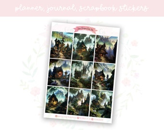 Dark Fairy Village Full Boxes Decorative Journal, Scrapbook, Planner Stickers