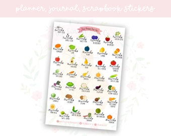 Planificador de crecimiento de la pancita de frutas y verduras, diario, pegatinas para álbumes de recortes