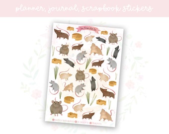 Cute Rats Planner Sticker Sheet | decorative stickers | journal stickers | scrapbooking