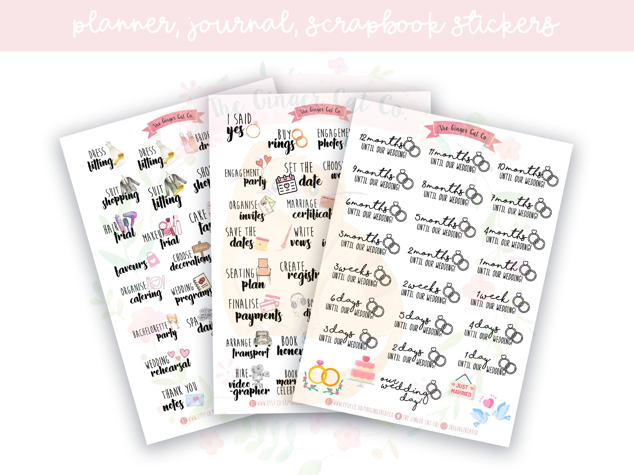 230pcs/4sheets Wedding Sticker Sets Wedding Scrapbooking Planner Stickers  for Engagement, Party Phone, Valentine's Day Gift