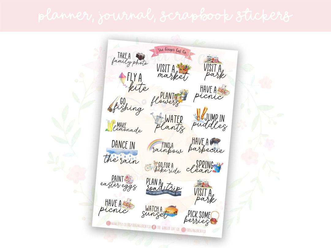 Spring Bucket List Script Decorative Journal, Scrapbook, Planner ...
