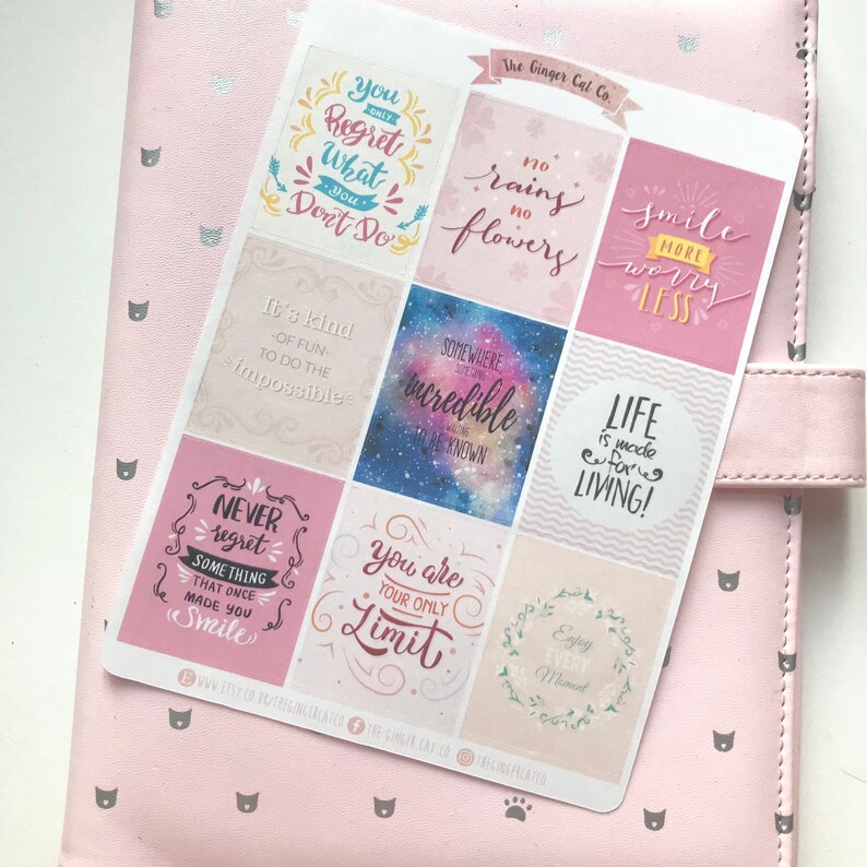 Pink Quote Full Boxes Planner Stickers Etsy