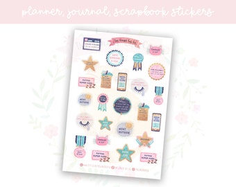 Self Care/Anxiety Planner Sticker Sheet | decorative stickers | journal stickers | scrapbooking