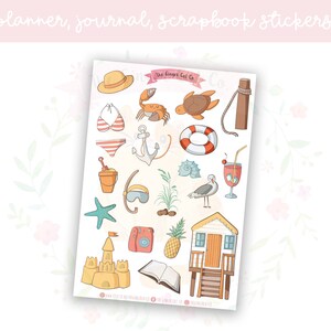 Beach Fun Planner Sticker Sheet | decorative stickers | journal stickers | scrapbooking