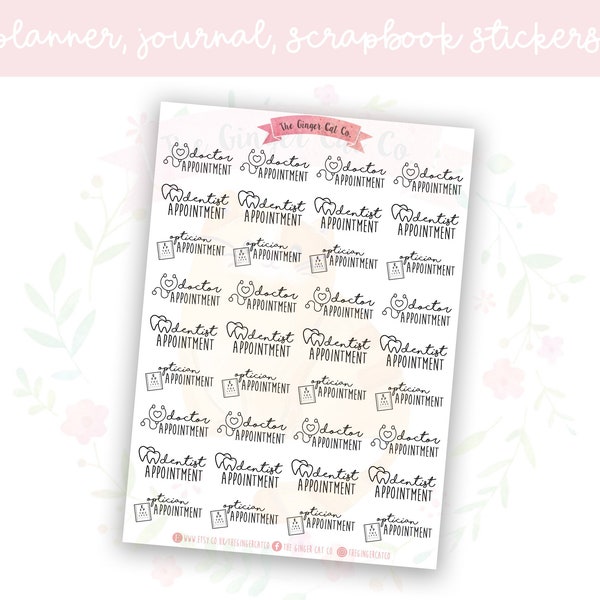 Medical Appointment Script Decorative Journal, Scrapbook, Planner Stickers